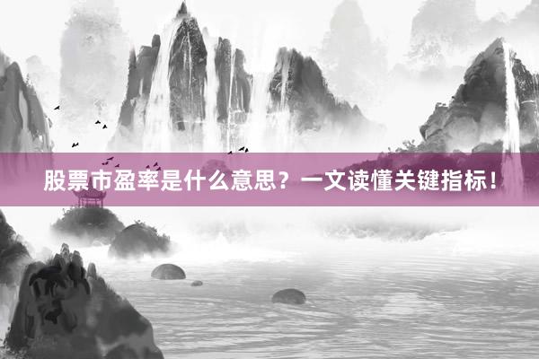 股票市盈率是什么意思？一文读懂关键指标！