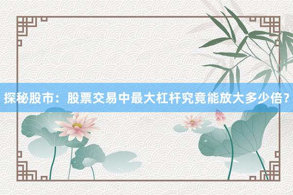 探秘股市：股票交易中最大杠杆究竟能放大多少倍？