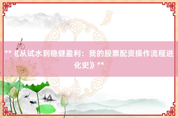**《从试水到稳健盈利：我的股票配资操作流程进化史》**