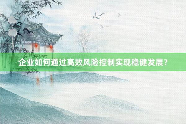 企业如何通过高效风险控制实现稳健发展？