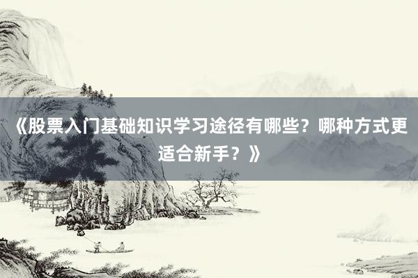 《股票入门基础知识学习途径有哪些？哪种方式更适合新手？》