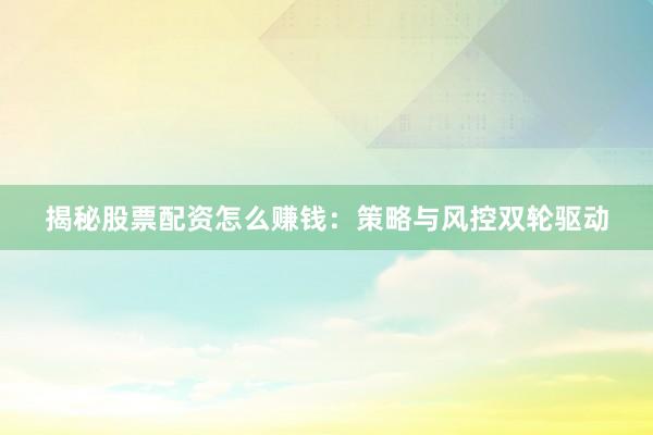 揭秘股票配资怎么赚钱：策略与风控双轮驱动