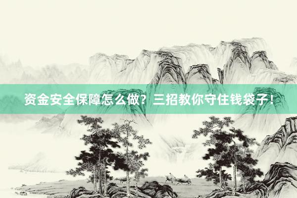 资金安全保障怎么做？三招教你守住钱袋子！