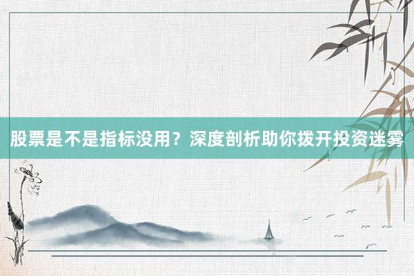 股票是不是指标没用？深度剖析助你拨开投资迷雾