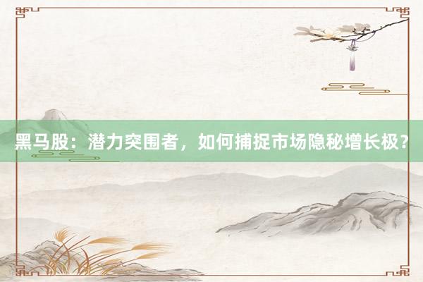 黑马股：潜力突围者，如何捕捉市场隐秘增长极？