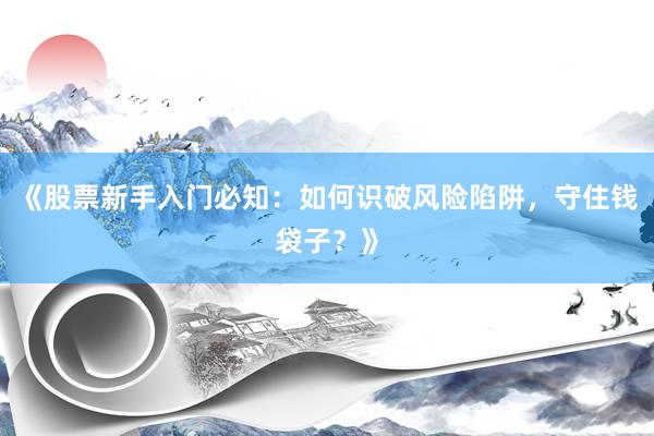 《股票新手入门必知：如何识破风险陷阱，守住钱袋子？》