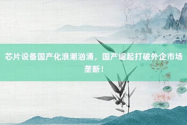 芯片设备国产化浪潮汹涌，国产崛起打破外企市场垄断！