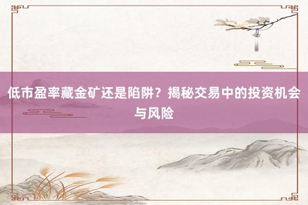 低市盈率藏金矿还是陷阱？揭秘交易中的投资机会与风险