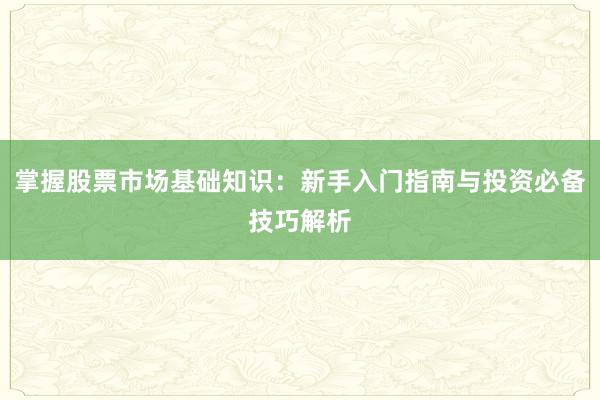 掌握股票市场基础知识：新手入门指南与投资必备技巧解析