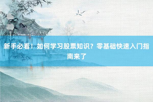 新手必看！如何学习股票知识？零基础快速入门指南来了