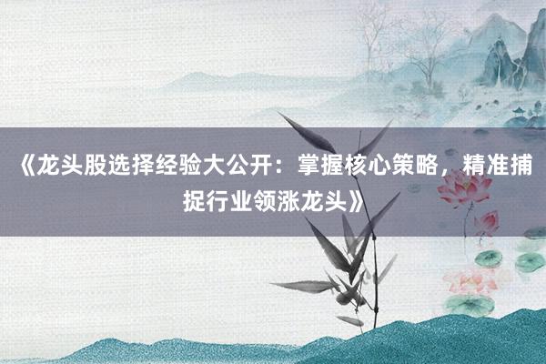 《龙头股选择经验大公开：掌握核心策略，精准捕捉行业领涨龙头》