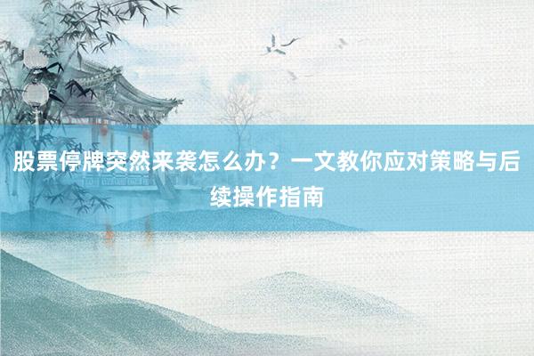 股票停牌突然来袭怎么办？一文教你应对策略与后续操作指南