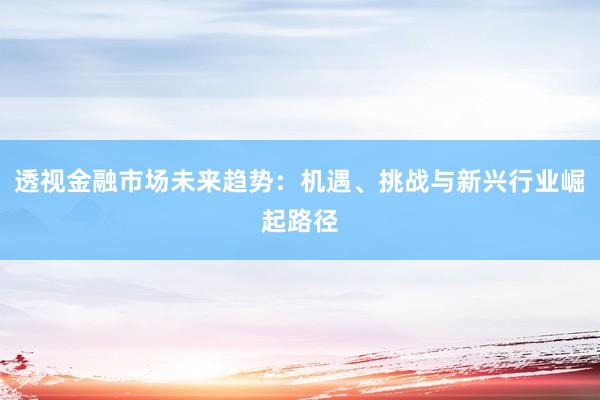 透视金融市场未来趋势：机遇、挑战与新兴行业崛起路径